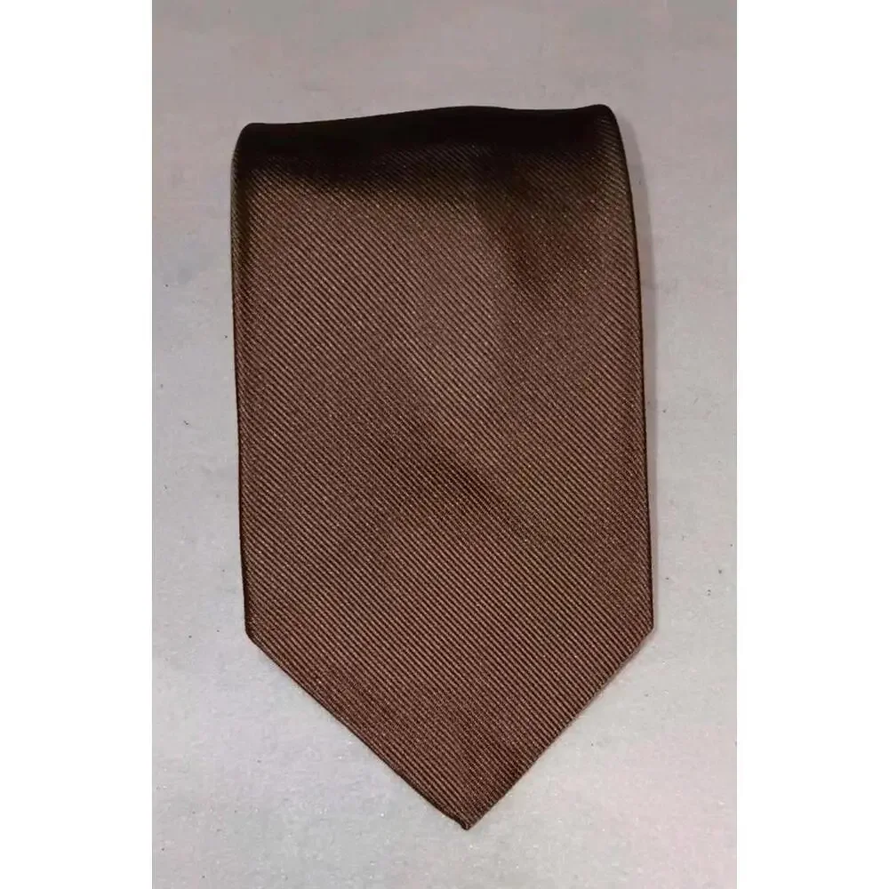 Guy Laroche Mens Neck Tie Brown And Navy Blue Luxury Made In Italy 100% Silk